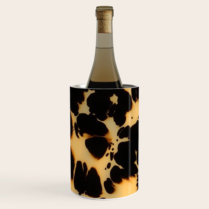 Tortoiseshell Pattern Warm Amber and Black Organic Spots Wine Chiller Gallery Image 1