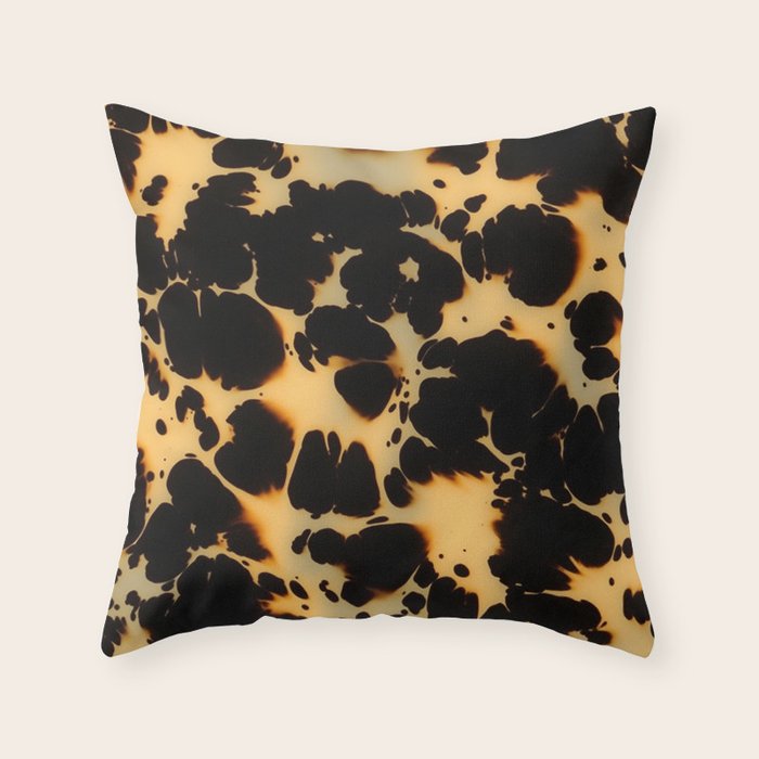 Tortoiseshell Pattern Warm Amber and Black Organic Spots Throw Pillow Gallery Image 6