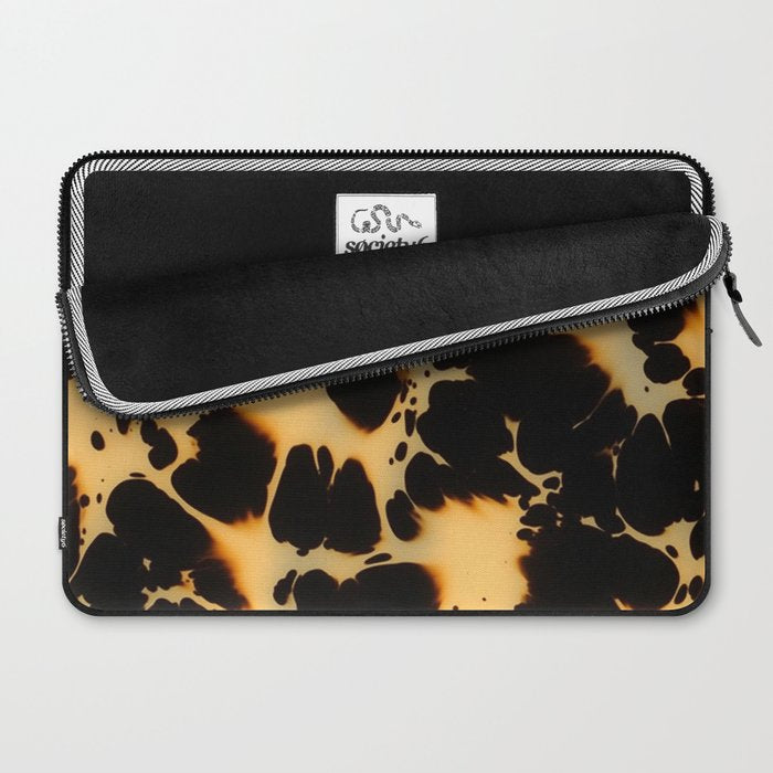 Tortoiseshell Pattern Warm Amber and Black Organic Spots Laptop Sleeve Gallery Image 2