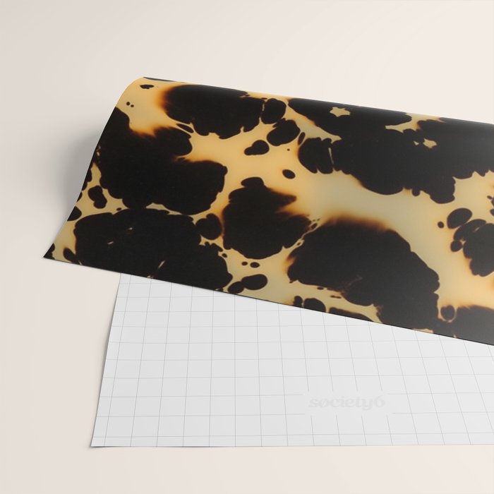 Tortoiseshell Pattern Warm Amber and Black Organic Spots Wrapping Paper Gallery Image 2