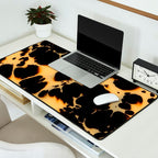 Tortoiseshell Pattern Warm Amber and Black Organic Spots Desk Mat Gallery Image 2