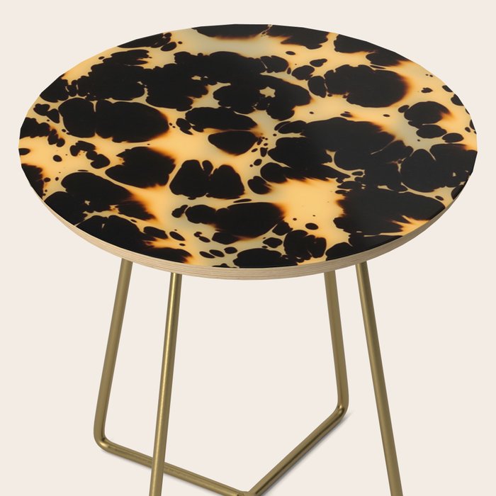 Tortoiseshell Pattern Warm Amber and Black Organic Spots Side Table Gallery Image 2