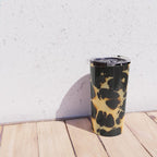 Tortoiseshell Pattern Warm Amber and Black Organic Spots Travel Mug Gallery Image 4