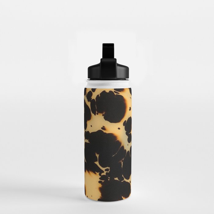 Tortoiseshell Pattern Warm Amber and Black Organic Spots Water Bottle Gallery Image 2
