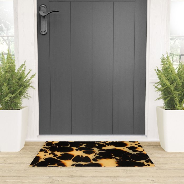 Tortoiseshell Pattern Warm Amber and Black Organic Spots Welcome Mat Gallery Image 3