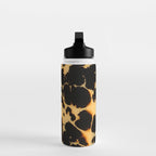 Tortoiseshell Pattern Warm Amber and Black Organic Spots Water Bottle Gallery Image 3