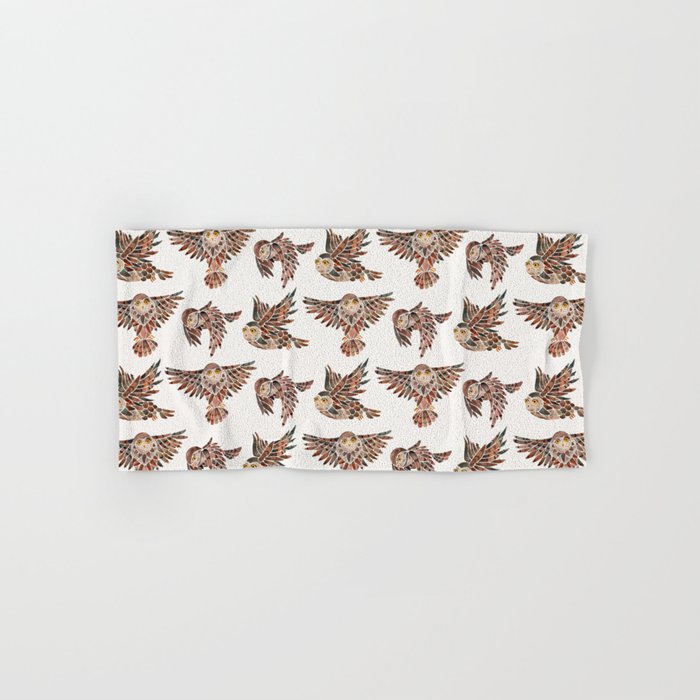 Owls in Flight - Brown Palette Bath Towel Gallery Image 1