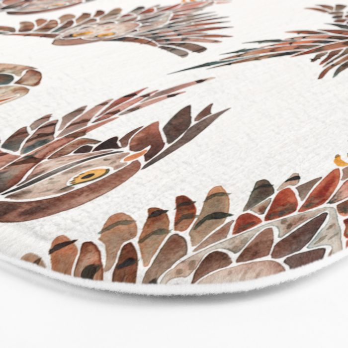 Owls in Flight - Brown Palette Bath Mat Gallery Image 3