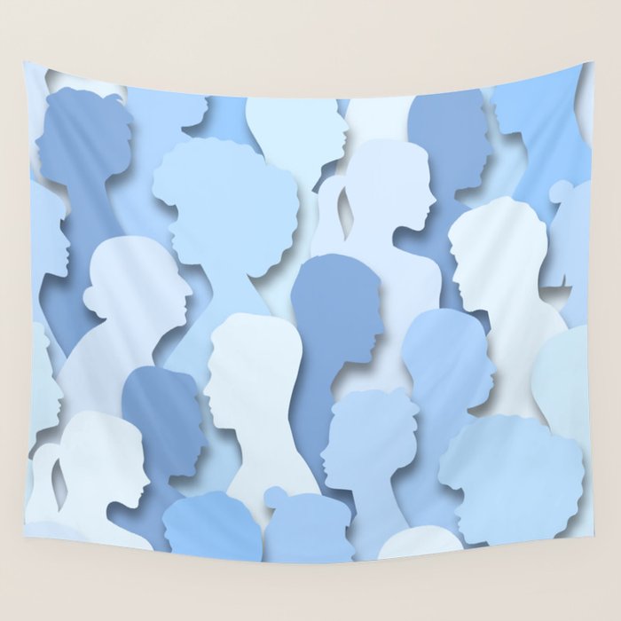 Diverse people paper cut crowd pattern Wall Tapestry Gallery Image 4