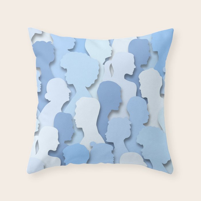 Diverse people paper cut crowd pattern Throw Pillow Gallery Image 6