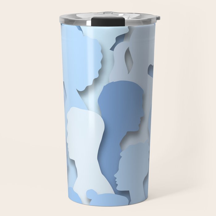 Diverse people paper cut crowd pattern Travel Mug Gallery Image 1