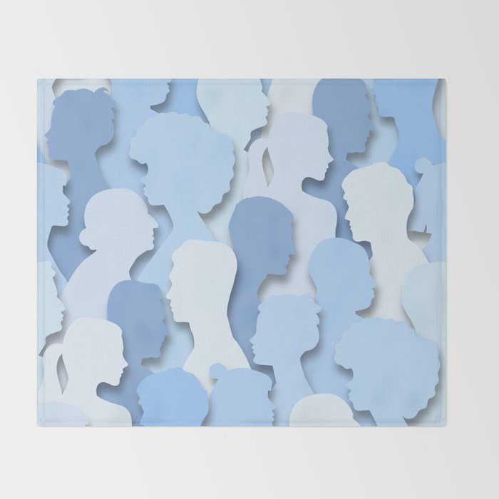 Diverse people paper cut crowd pattern Throw Blanket Gallery Image 2