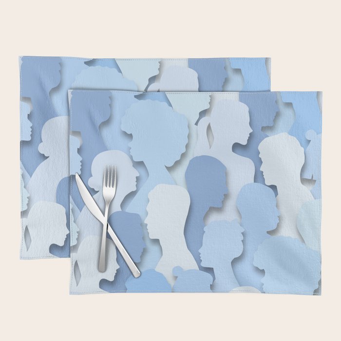 Diverse people paper cut crowd pattern Placemat Gallery Image 1