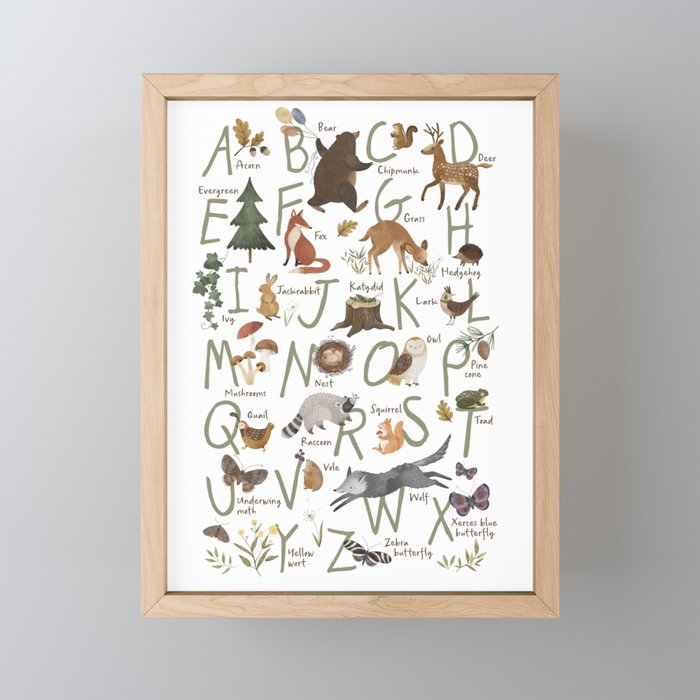 Woodland forest alphabet Mini Art Print Gallery Image 1