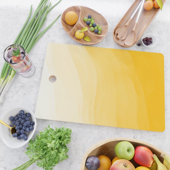 Monochromatic Pale Yellow into Gold Abstract Painting Cutting Board Gallery Image 2
