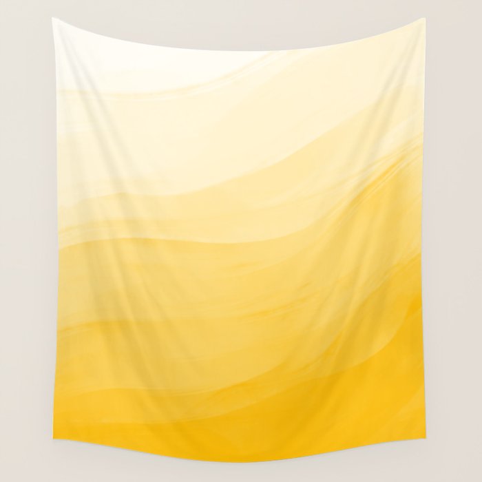 Monochromatic Pale Yellow into Gold Abstract Painting Wall Tapestry Gallery Image 1