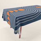 Geometric Lines in Navy and Orange (Rainbow and Moon Phases Abstract) Tablecloth Gallery Image 1