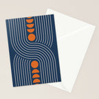 Geometric Lines in Navy and Orange (Rainbow and Moon Phases Abstract) Stationery Card Gallery Image 2