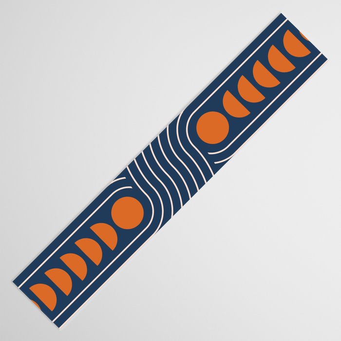 Geometric Lines in Navy and Orange (Rainbow and Moon Phases Abstract) Table Runner Gallery Image 3