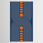 Geometric Lines in Navy and Orange (Rainbow and Moon Phases Abstract) Tablecloth Gallery Image 2