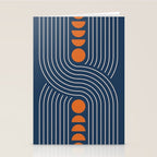 Geometric Lines in Navy and Orange (Rainbow and Moon Phases Abstract) Stationery Card Gallery Image 2