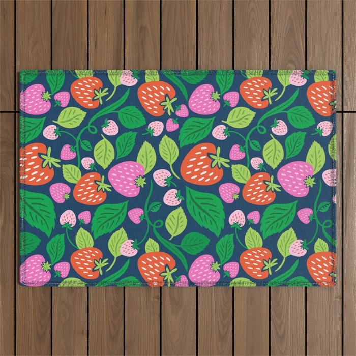Strawberry Fields - Pink and Blue Outdoor Rug Gallery Image 1