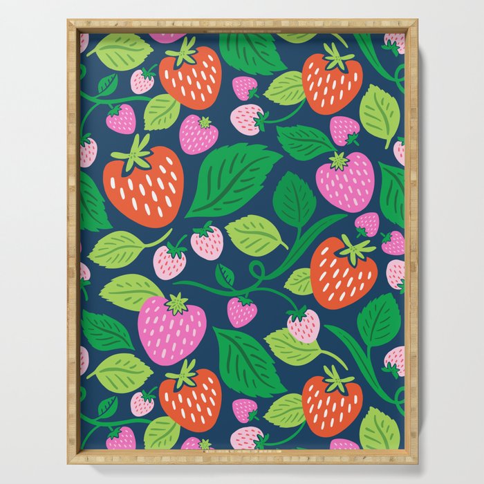 Strawberry Fields - Pink and Blue Serving Tray Gallery Image 1