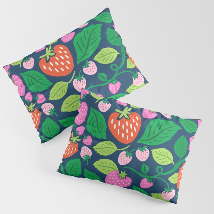 Strawberry Fields - Pink and Blue Pillow Sham Gallery Image 3