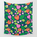 Strawberry Fields - Pink and Blue Wall Tapestry Gallery Image 4