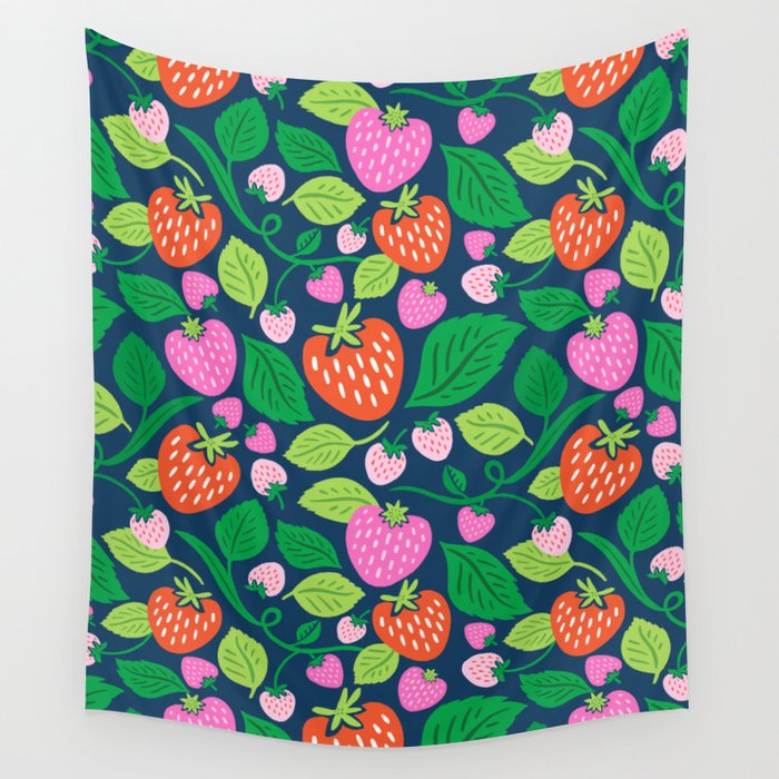 Strawberry Fields - Pink and Blue Wall Tapestry Gallery Image 4