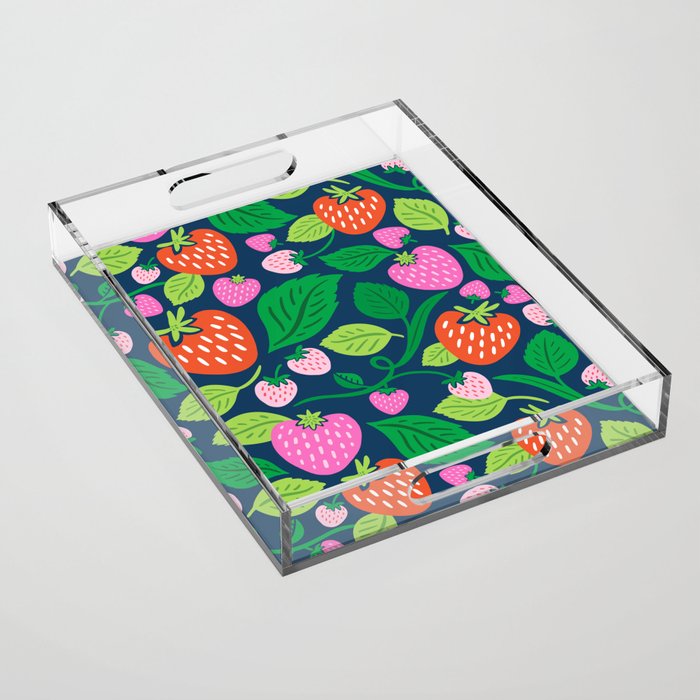 Strawberry Fields - Pink and Blue Acrylic Tray Gallery Image 1