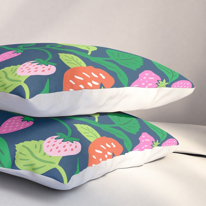 Strawberry Fields - Pink and Blue Pillow Sham Gallery Image 3