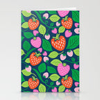 Strawberry Fields - Pink and Blue Stationery Card Gallery Image 2