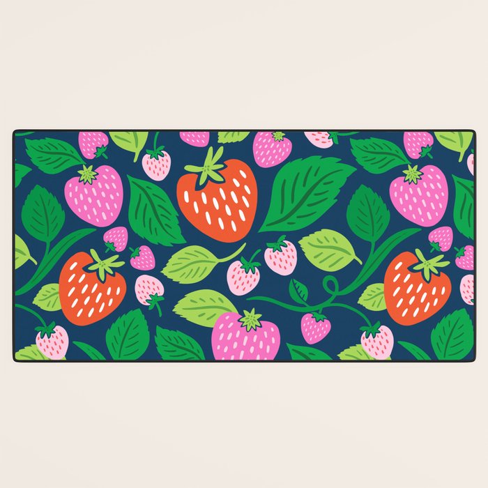 Strawberry Fields - Pink and Blue Desk Mat Gallery Image 3