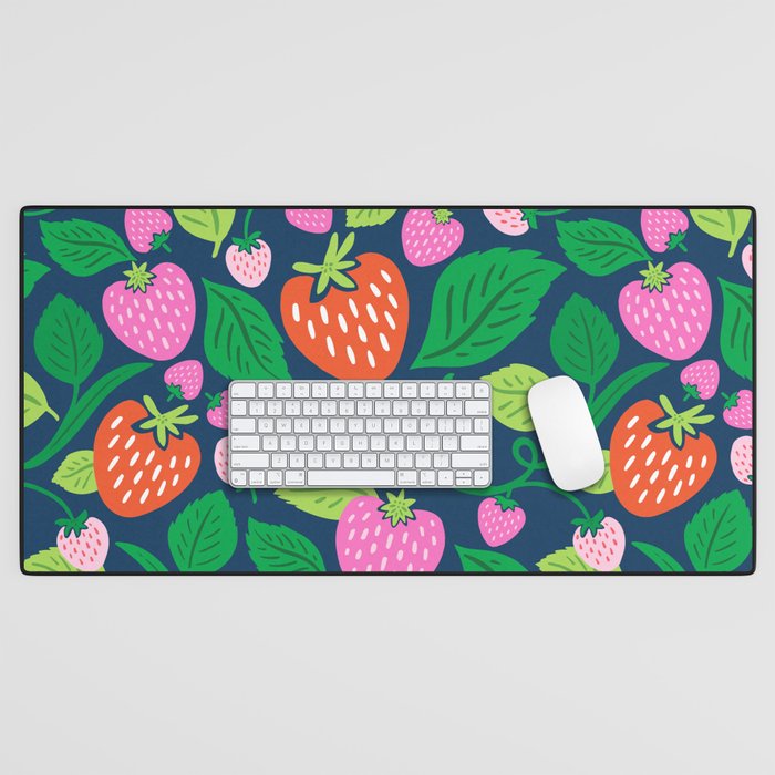 Strawberry Fields - Pink and Blue Desk Mat Gallery Image 1