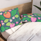 Strawberry Fields - Pink and Blue Pillow Sham Gallery Image 2
