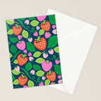 Strawberry Fields - Pink and Blue Stationery Card Gallery Image 2