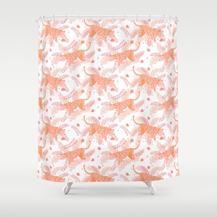 Orange and pink tiger Shower Curtain Gallery Image 1
