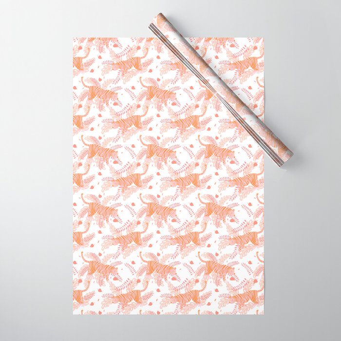 Orange and pink tiger Wrapping Paper Gallery Image 1