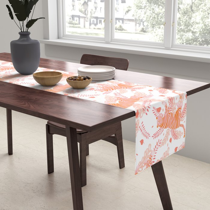 Orange and pink tiger Table Runner Gallery Image 2