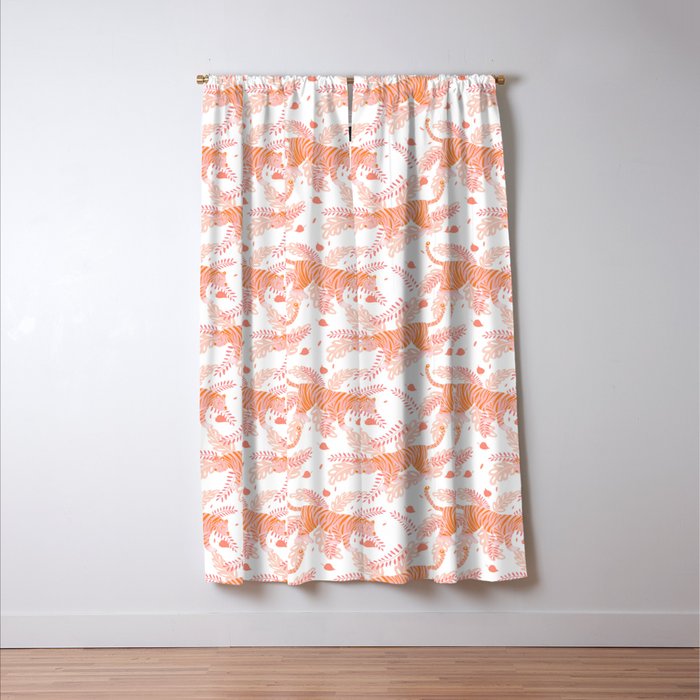 Orange and pink tiger Window Curtain Gallery Image 3