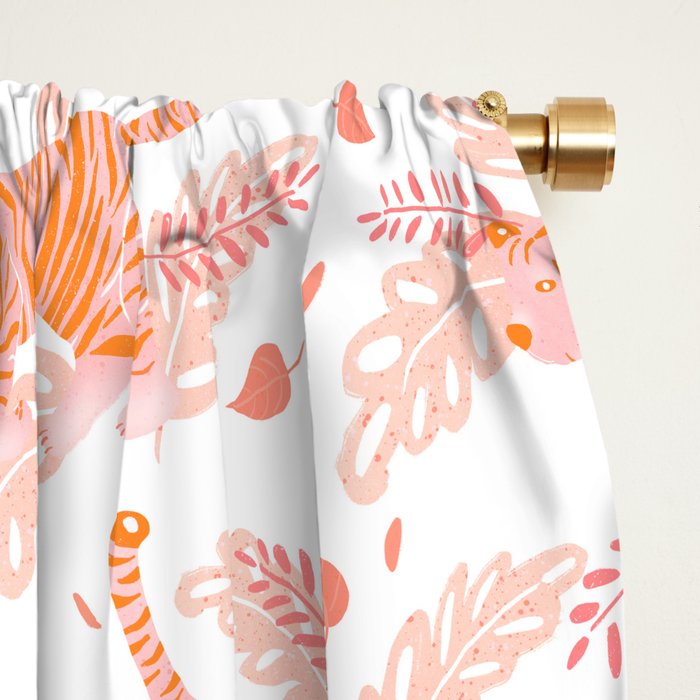 Orange and pink tiger Window Curtain Gallery Image 2