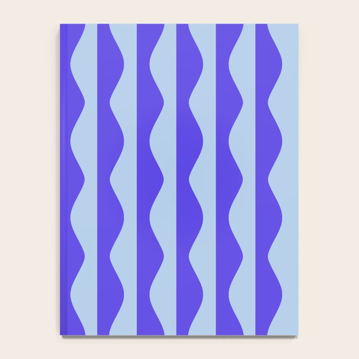 Retro Wavy Lines Pattern in Ocean Blue Notebook Gallery Image 4