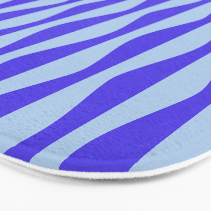 Retro Wavy Lines Pattern in Ocean Blue Bath Mat Gallery Image 3
