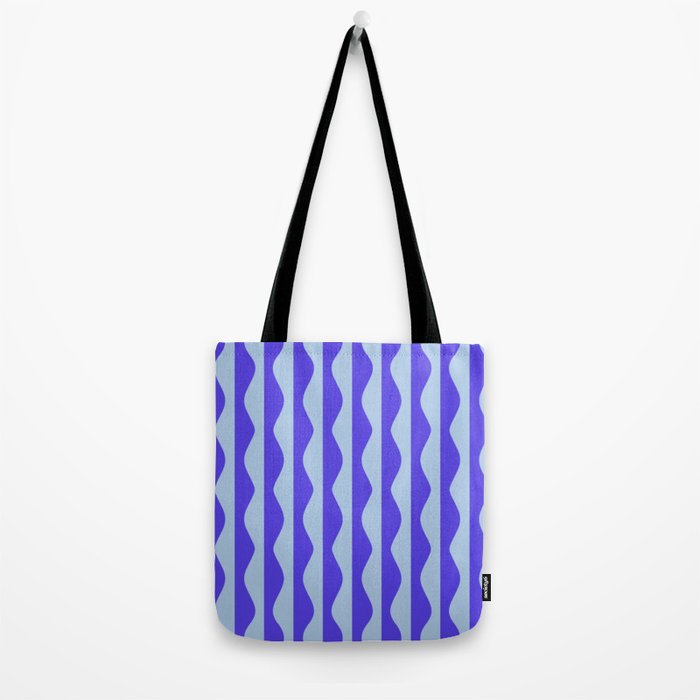Retro Wavy Lines Pattern in Ocean Blue Tote Bag Gallery Image 2