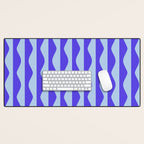 Retro Wavy Lines Pattern in Ocean Blue Desk Mat Gallery Image 1