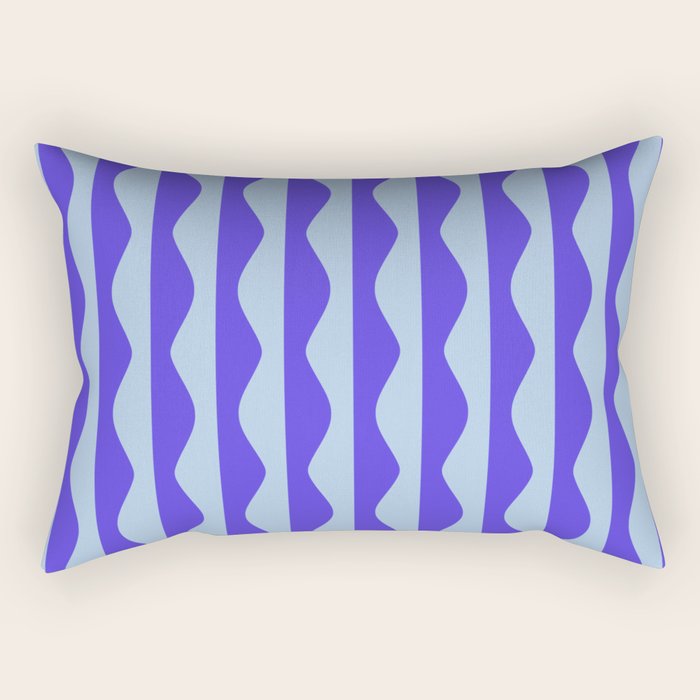 Retro Wavy Lines Pattern in Ocean Blue Rectangular Pillow Gallery Image 2