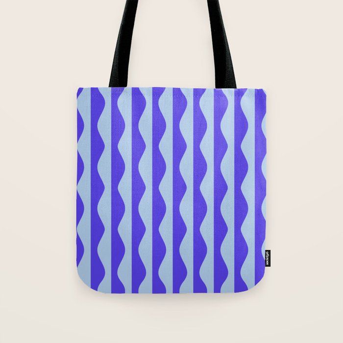 Retro Wavy Lines Pattern in Ocean Blue Tote Bag Gallery Image 1