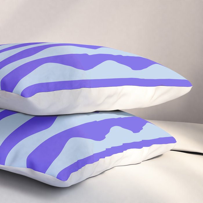Retro Wavy Lines Pattern in Ocean Blue Pillow Sham Gallery Image 3