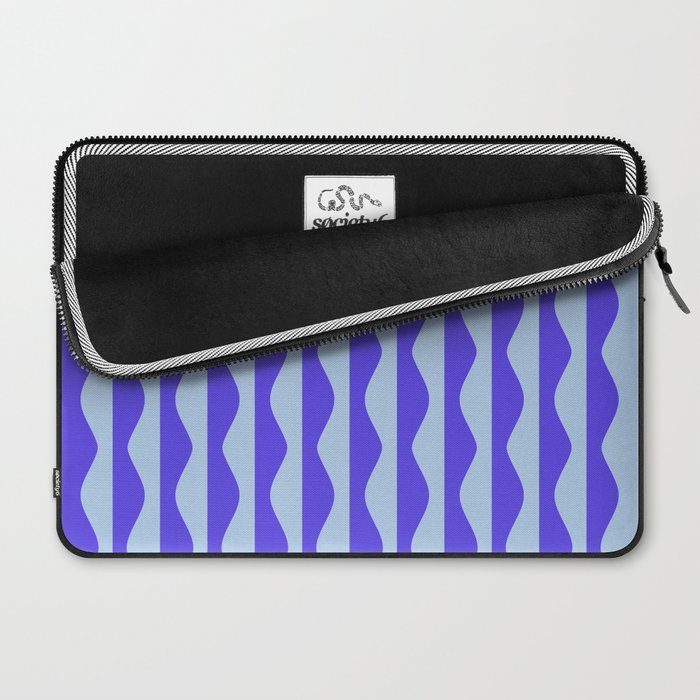 Retro Wavy Lines Pattern in Ocean Blue Laptop Sleeve Gallery Image 2